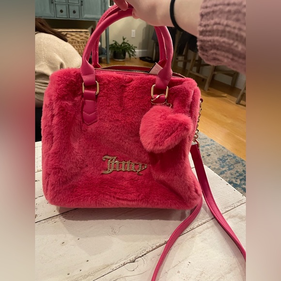 Juicy Couture Handbags - Hot Pink Juicy Couture Faux Fur cross body bag